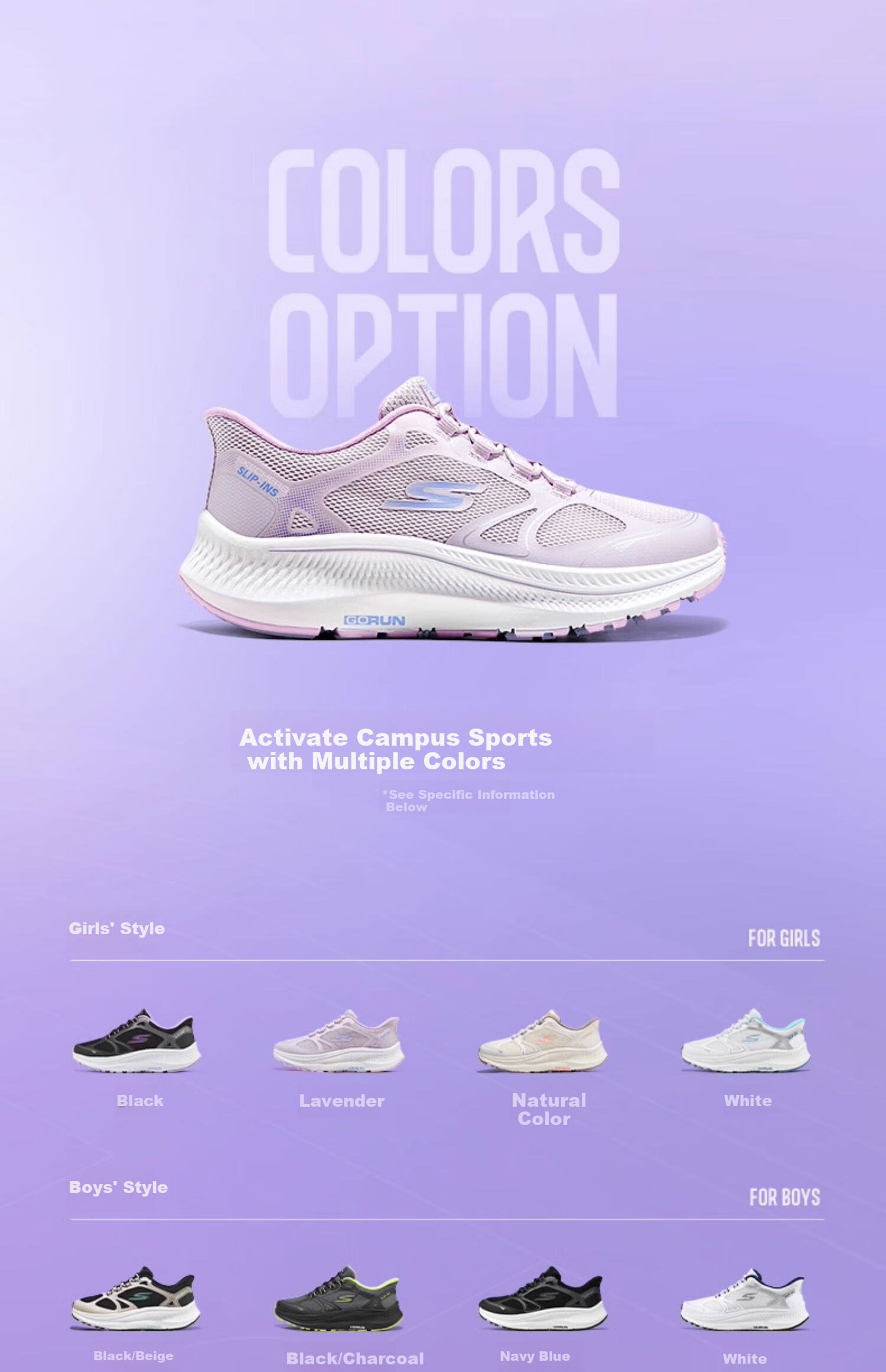Skechers, Skechers Self-Operated Yunyue Sneakers, Children's Professional Shock-Absorbing Running Shoes, Big Kids' Sports Shoes, 303985L 20