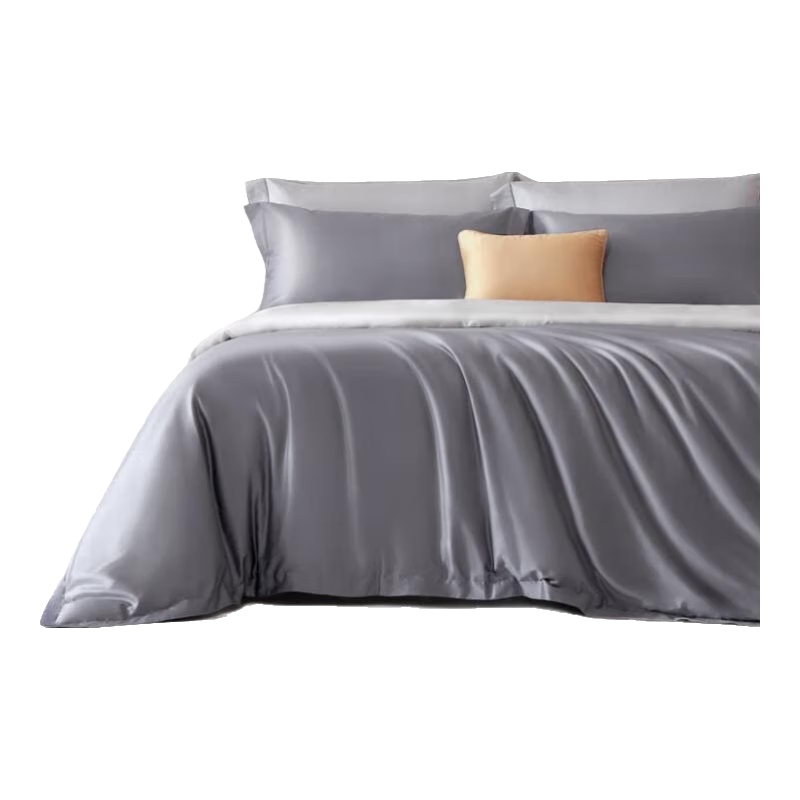 FUANNA 60s Long-Staple Cotton Bedding Set, Four-Piece Set, All-Cotton Double-Size Duvet Cover And Pillowcases, for 1.8-Meter Bed, Dark Gray