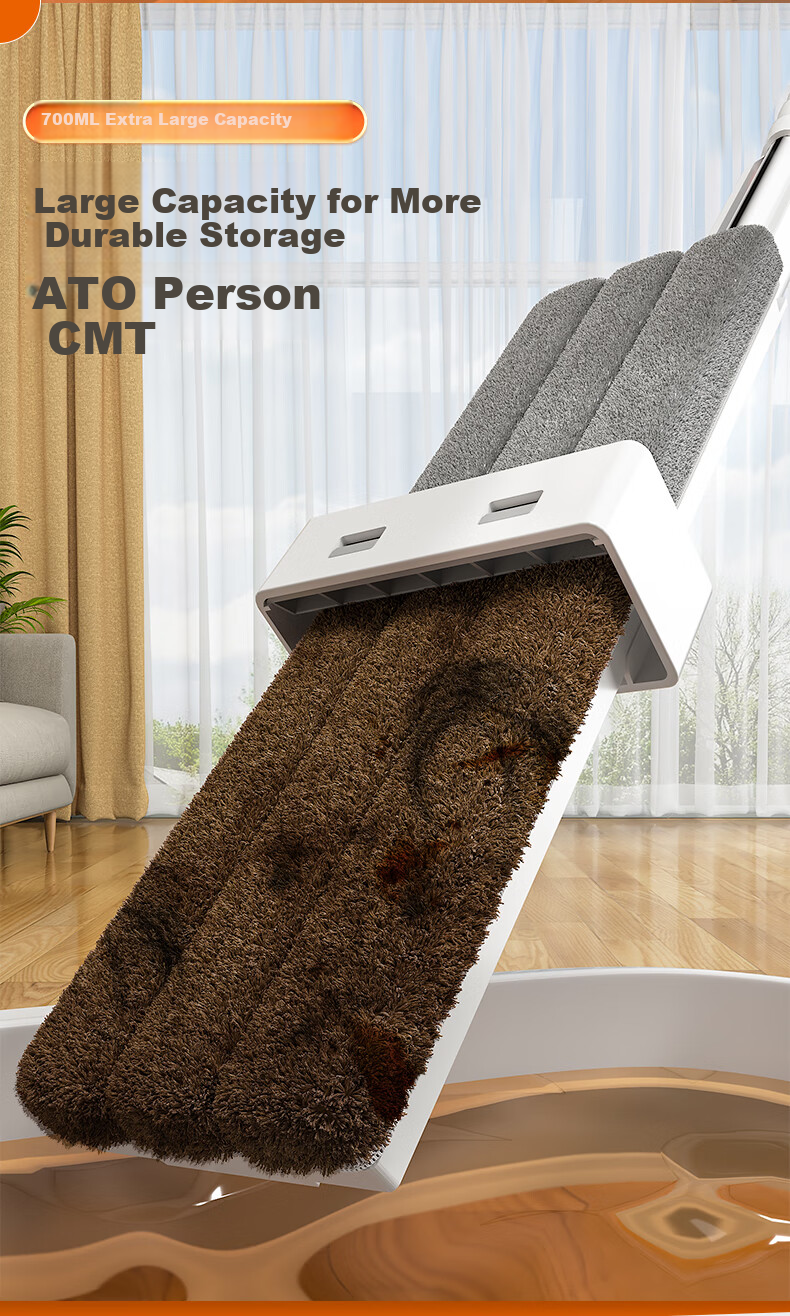 Dongfangliangjie Household Mop, No-Hand Flat Mop, Extra Large 50cm Cleaning Cloth, Absorbent Floor Mop, Cleaning Wonder Tool 3