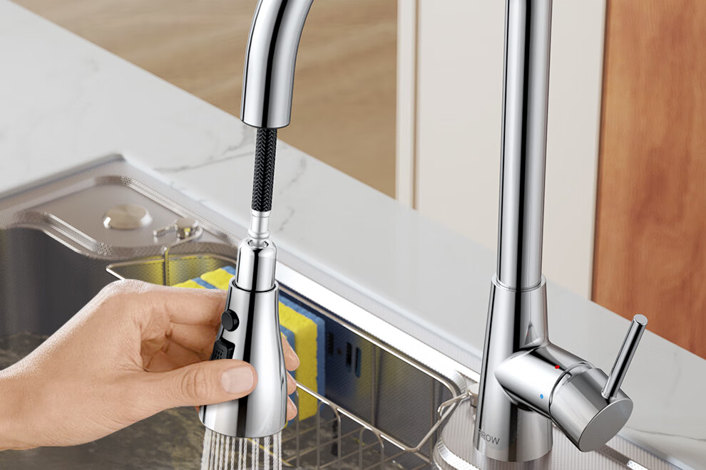 ARROW HY Kitchen Hot and Cold Water Faucet Splash-Proof Rotatable Brass Pull-Out Faucet AE45303CP 21