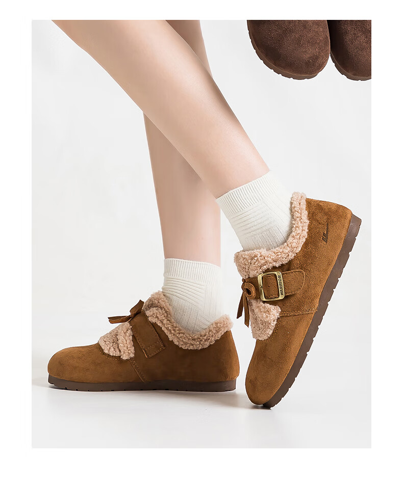 Warrior Women's Winter 2025 Fleece-Lined Warm Birkenstock Style Thick Plush Shoes Camel Size 39 13