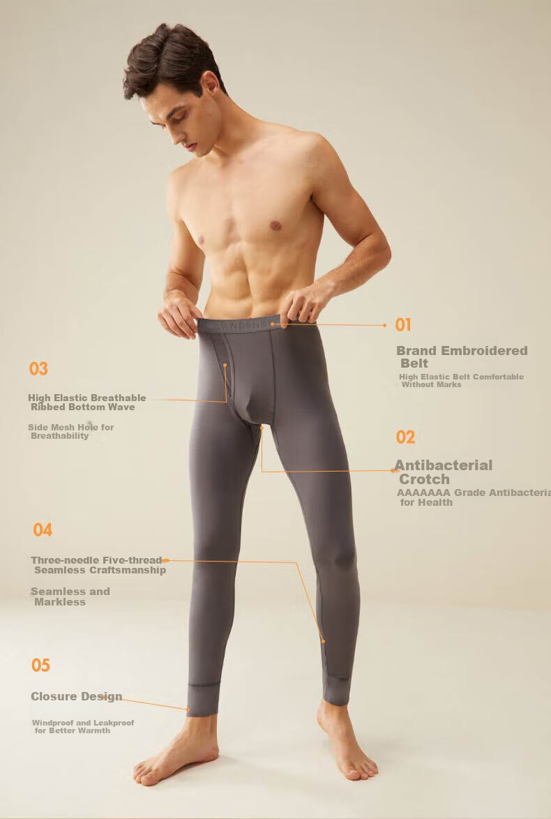 LangSha Men's Thin Modal 7A Antibacterial Thermal Underwear, Loose-Fitting Large Size High-Elastic Base Layer Long Johns 4