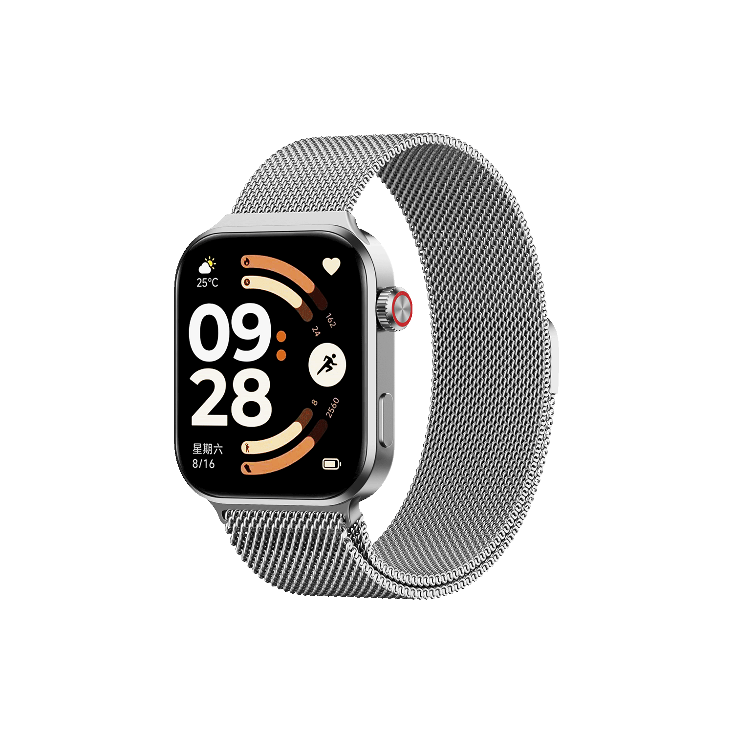 CangHua Compatible with Xiaomi Redmi Watch 6 Strap, Suitable for Xiaomi Redmi Watch 5/4, Milanese Metal Braided Magnetic Clasp Replaceable Wristband, Silver