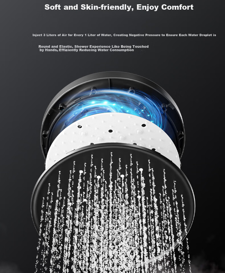 SSWW Bathroom Shower Head, Piano Shower Head Complete Set, Integrated Shower System, Fine Copper Bathroom Shower Sprayer TS9 9