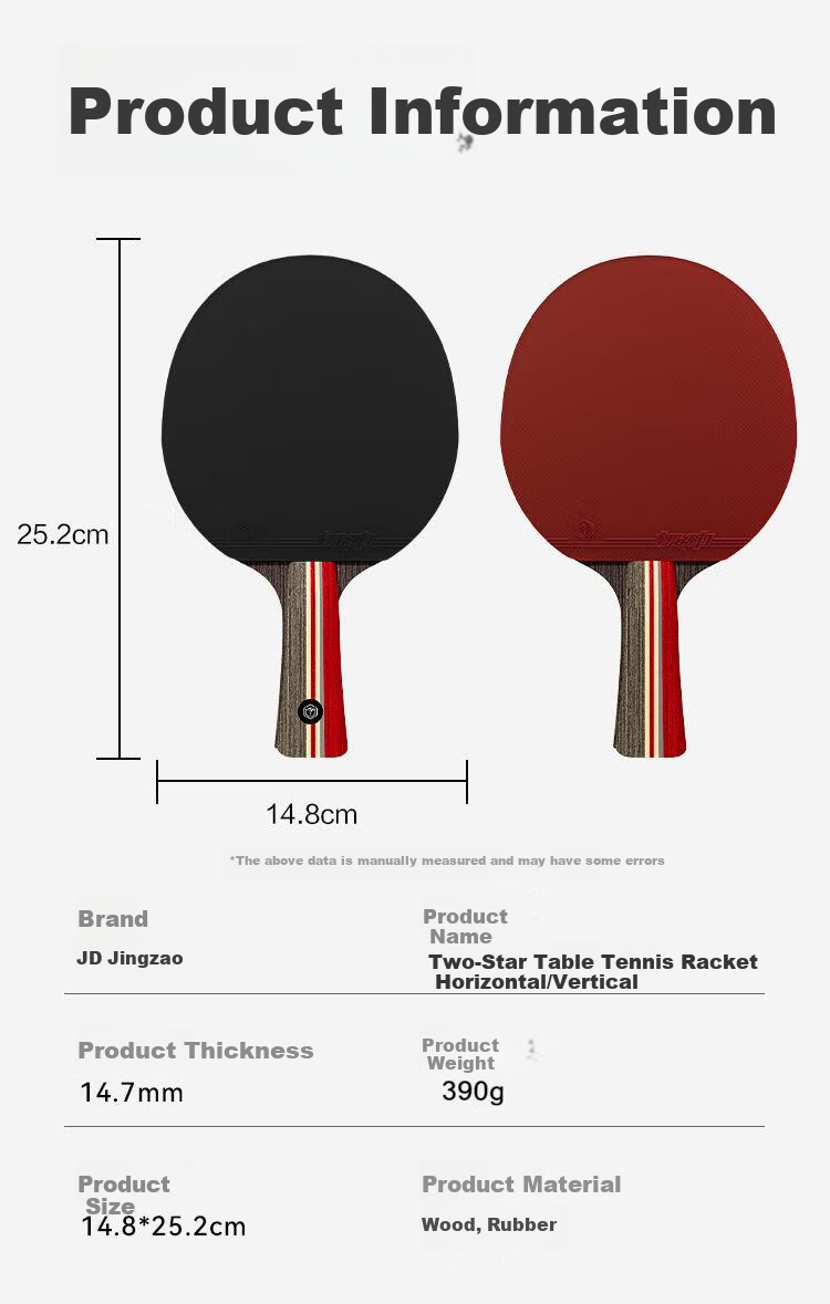 JD Original Jijin Two-Star Table Tennis Racket Set, Professional Competition Training Horizontal And Vertical Set, Includes Racket Case + 10 Balls 10