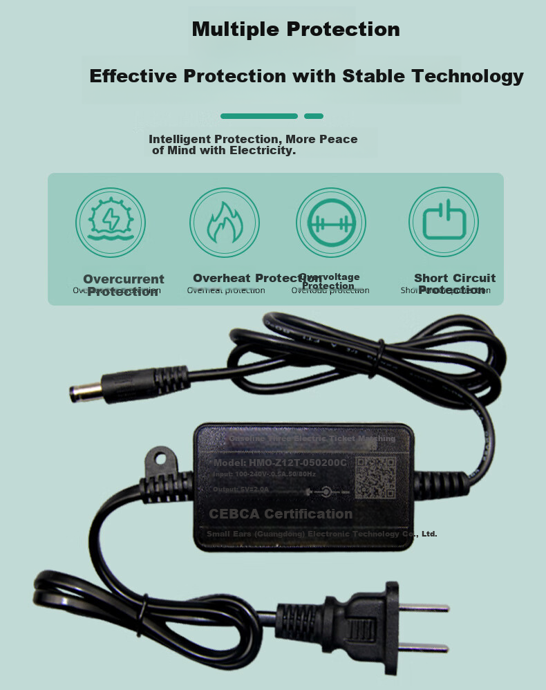 Xiaoerduo Surveillance Power Adapter DC5V2A, Optical Terminal Voltage Regulator Switch Transformer, 3C Certified, 5.5*2.5mm HMQ-Z12T 4