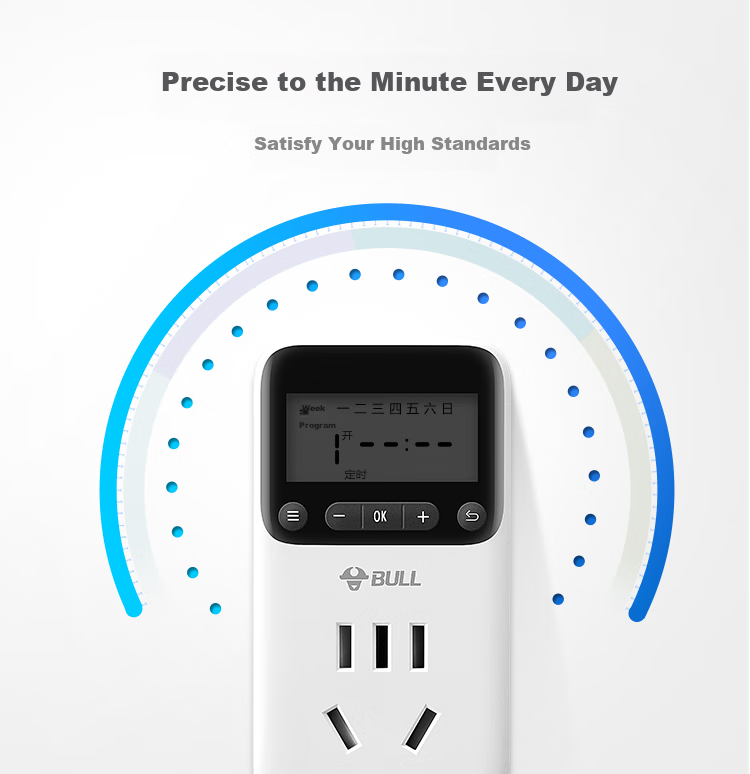 BULL Mechanical Timer Socket/converter, Power Outage Detection, 24-Hour Cycle, Suitable for Electric Water Heaters/mobile Phone Companion GND-2 5