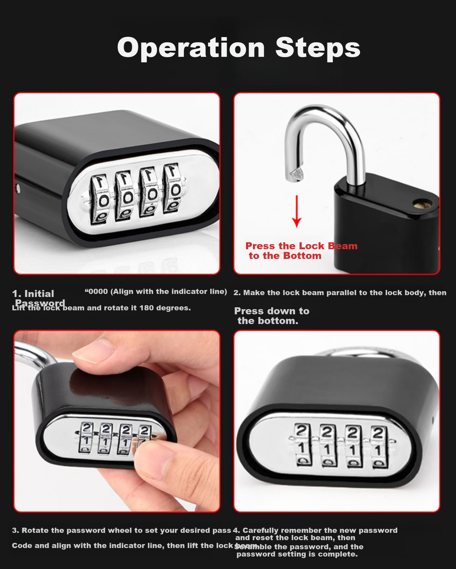 Chugong Combination Padlock Waterproof Rust-Proof Anti-Theft Travel Lock for Luggage, Locker, Backpack, Gym, Home Use, Large Gate Lock 6