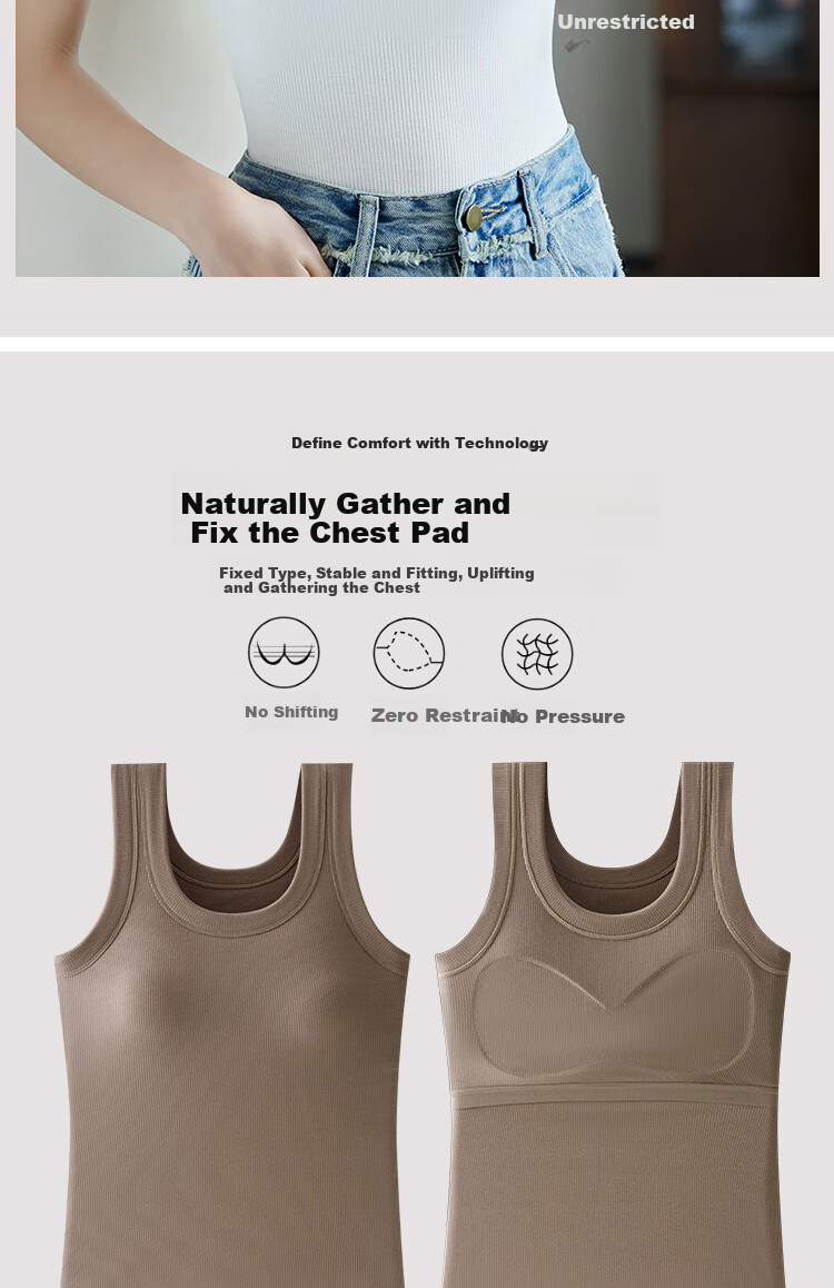 LangSha Women's Camisole Tank Top with Built-In Bra Pads, Modal Undershirt, Spring New Style, No Need to Wear Underwear, Beautiful Back Design, Outer Wear Base Layer 3