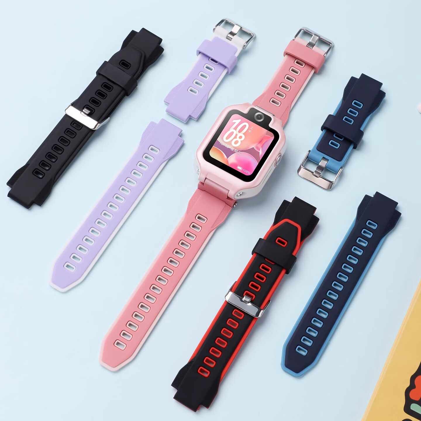 Iboann Liquid Silicone Strap for Huawei Children’s Watch 5X/5X Pro, Cartoon Printed Soft Comfortable Replacement Band for Smart Phone Watch, Unisex Student Wristband