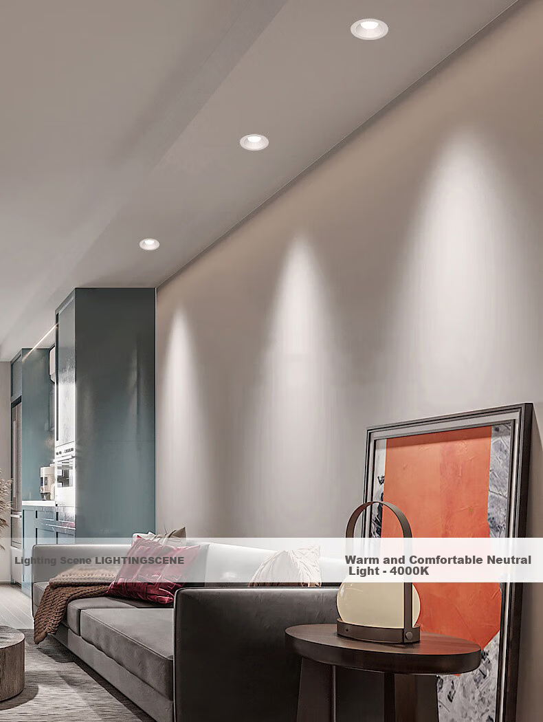 FSL Foshan Lighting LED Recessed Downlight Anti-Glare Living Room Ceiling Light 2.5 Inch 6W Tri-Color Adjustable Aperture 75mm 15