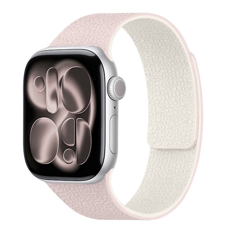 MSSM Compatible Apple Watch Band for Apple Watch S12/11/10, Silicone Magnetic Strap, IWatch Ultra4/Se3 Litchi Pattern Band, Oxford Pink with Starlight