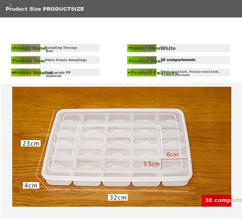 Babike Single-Layer 30-Compartment Food Storage Container, Non-Stick Refrigerator Organizer Box, Microwave-Safe And Defrostable 3