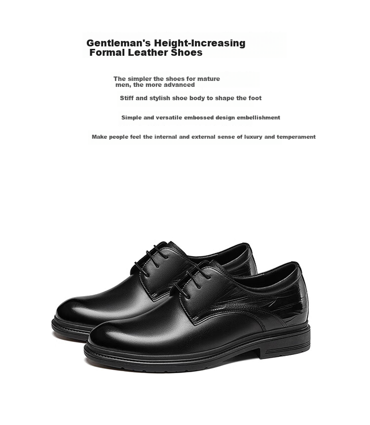 Aokang Men's Shoes, Spring 2025 Business Formal Leather Shoes, Cowhide British Style, Height-Increasing Lace-Up Leather Shoes, Brown, Size 40 2