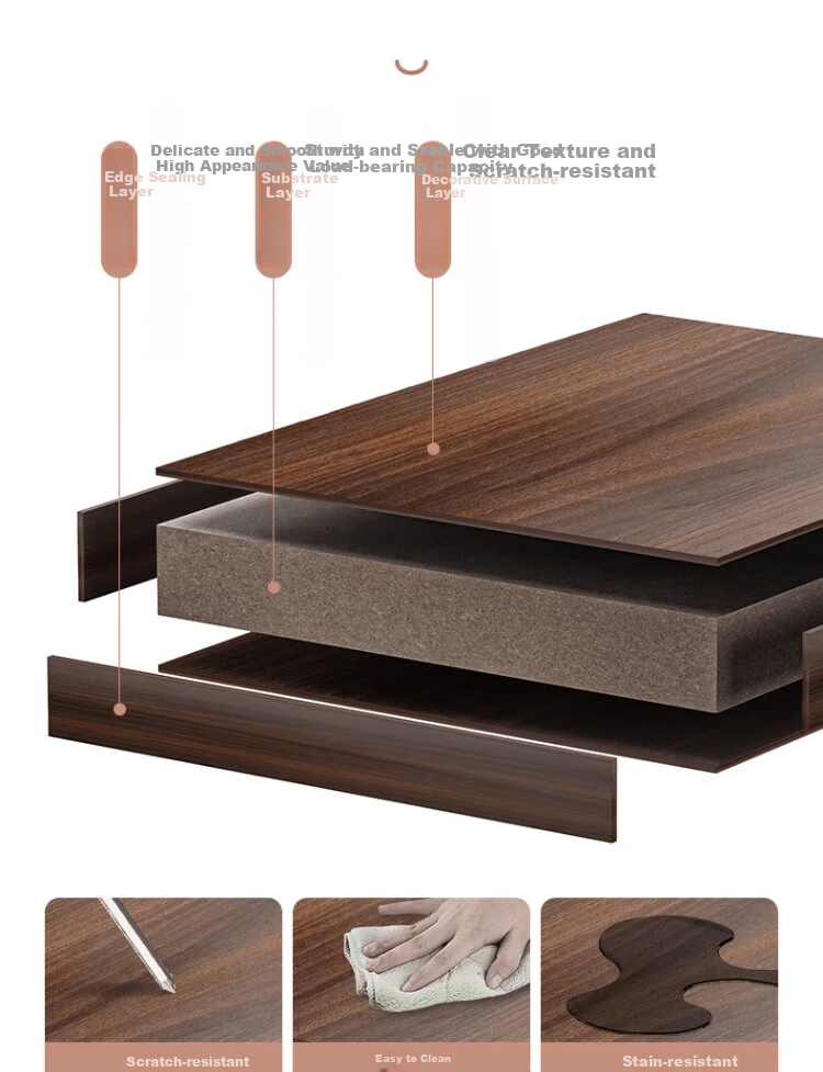 Zhuobo Coffee Table, Living Room Side Table, Tea Table, Tea Cabinet, Bedside Table, Storage Rack, CJ11 Walnut Color, 40cm Square Table 8