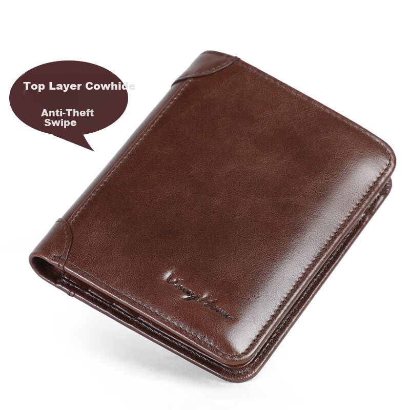 Viney Men's High-End Brand Wallet, Short Card Holder, ID Holder, Light Luxury Birthday Gift for Boyfriend, Husband, Father, Or Dad