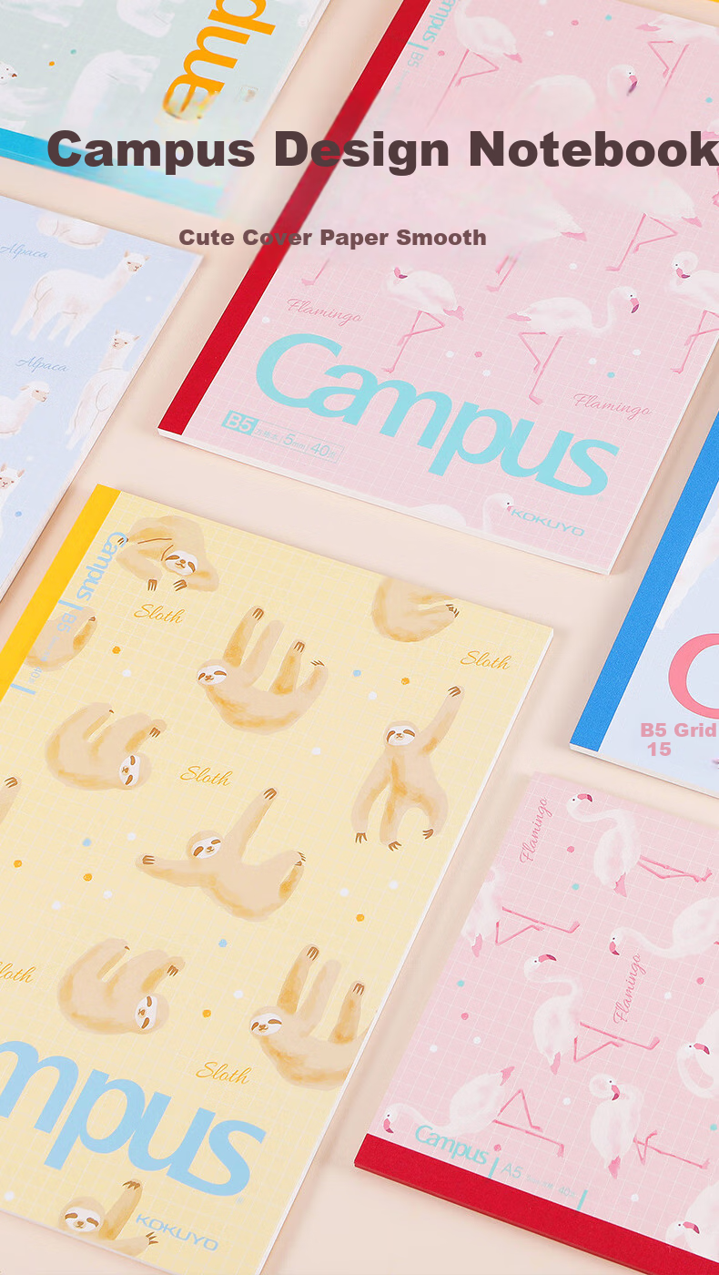 KOKUYO Campus Wirebound Notebook, Memo Pad, Yijiang 5mm Grid Paper, B5/40 Sheets, 5 Notebooks with Random Covers, WCN-CNB1448 1
