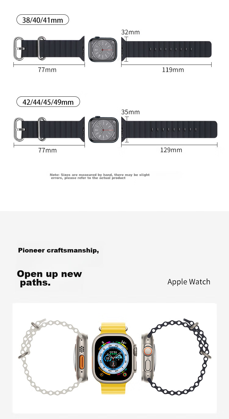 MSSM Compatible Apple Watch Band, IWatch Ocean Silicone Strap, Apple Watch Ultra 3/S11/S10/9/8/7/se3 Sports Silicone Band, Orange 3