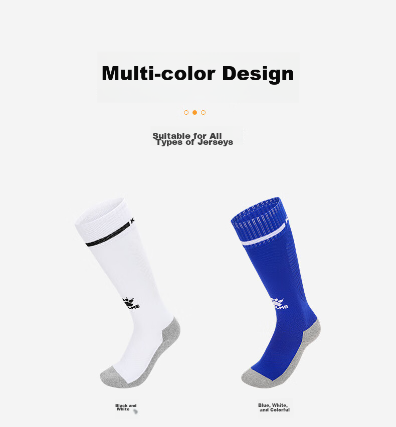 KELME Children's Soccer Socks, Long Training Socks, Non-Slip Breathable Professional Training Soccer Socks, Black And White 16