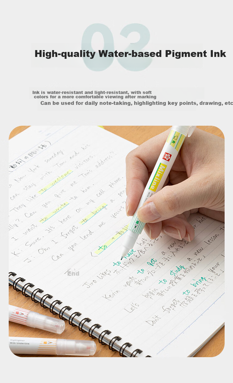SAKURA Multifunctional Dual-Head Highlighter, 6 Colors, Planner Pen, Exam Review Marker, 3-Piece Set, Colorful 8