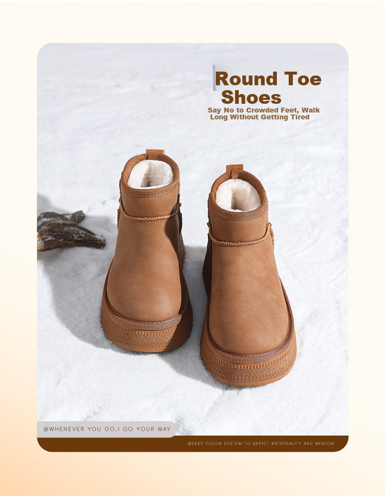 ZHR Snow Boots for Women, 2025 New Winter Style, Thick Warm Women's Boots for Northeast China, Versatile Short Boots with Thick Soles, AB50 Camel Color, Size 40 4