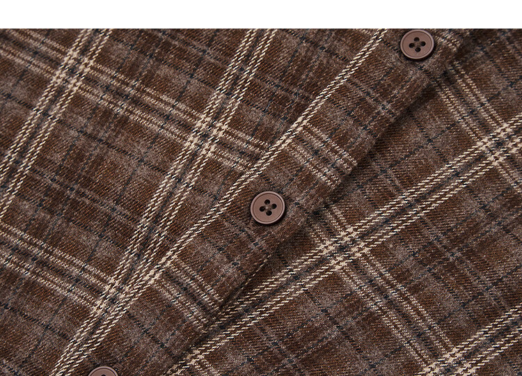 Demana [Geometric Aesthetics] Winter Smart Commuter Plaid Lapel Shirt with Side Pleats and Waist Cinch Women's Blouse 3