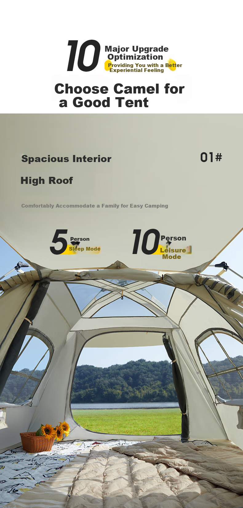 CAMEL Outdoor Camping Tent And Canopy Two-In Portable Sun Protection Thickened Black Gel Camping Tent 173BA6B112 8