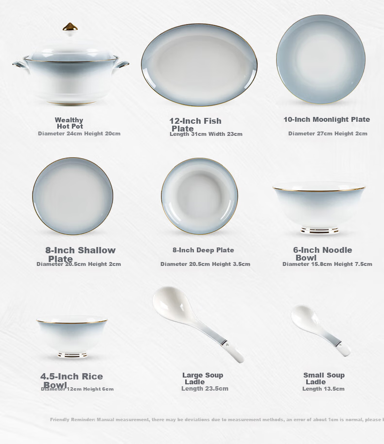 Chudi Bowl And Plate Set, Complete Tableware Set for Home Use, Light Luxury Bowls And Chopsticks Set, Gradient Gray 40-Piece [Gift Box Packaging] 5