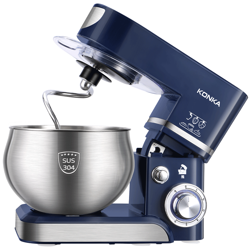 KONKA Kitchen Machine Home Dough Mixer Kneading Machine Fully Automatic Flour Cream Mixer Multifunctional Egg Beater 1200W High Power Food Processor 5L KM-993 Blue
