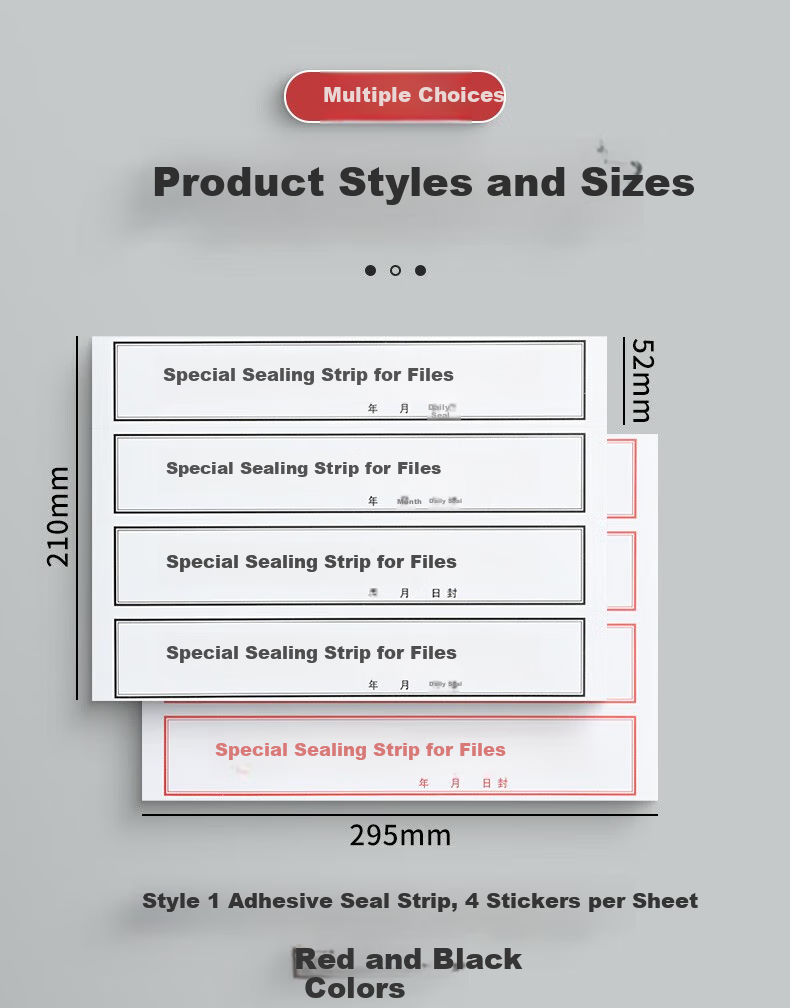 Taidang Self-Adhesive Black Letter Bold Seal Strip Document File Folder Seal, 295*52mm [10 Sheets 40 Strips] TA02411 2