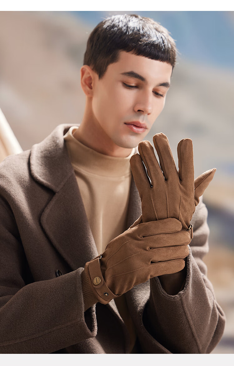 JEEP Winter Men's Fleece-Lined Thickened Leather Touchscreen Riding Gloves Windproof Warm Motorcycle Gloves 18