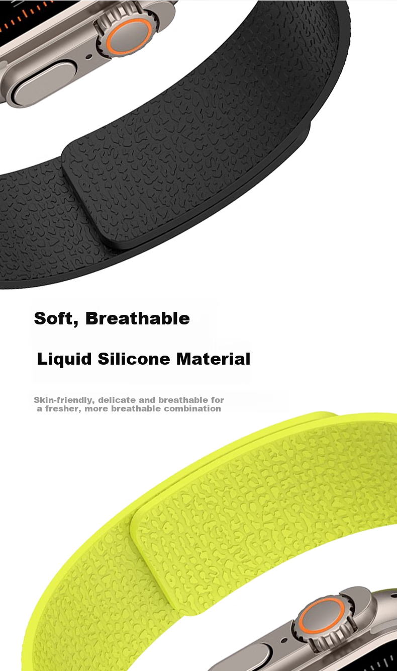 Mashi Compatible Apple Watch Band, Litchi Pattern Magnetic Silicone Strap for Ultra 4/3/iWatch S12/11/10/9/8/7/6/SE, Autumn And Winter Wristband 6