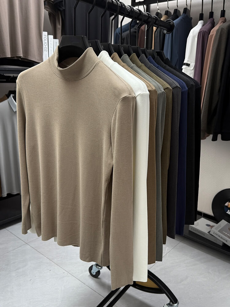 Caramella Men's Thermal Top Men's German Velvet Autumn Winter Half High Collar Inner Wear 2025 New Thickened Long Sleeve T-Shirt Base Shirt Men 13