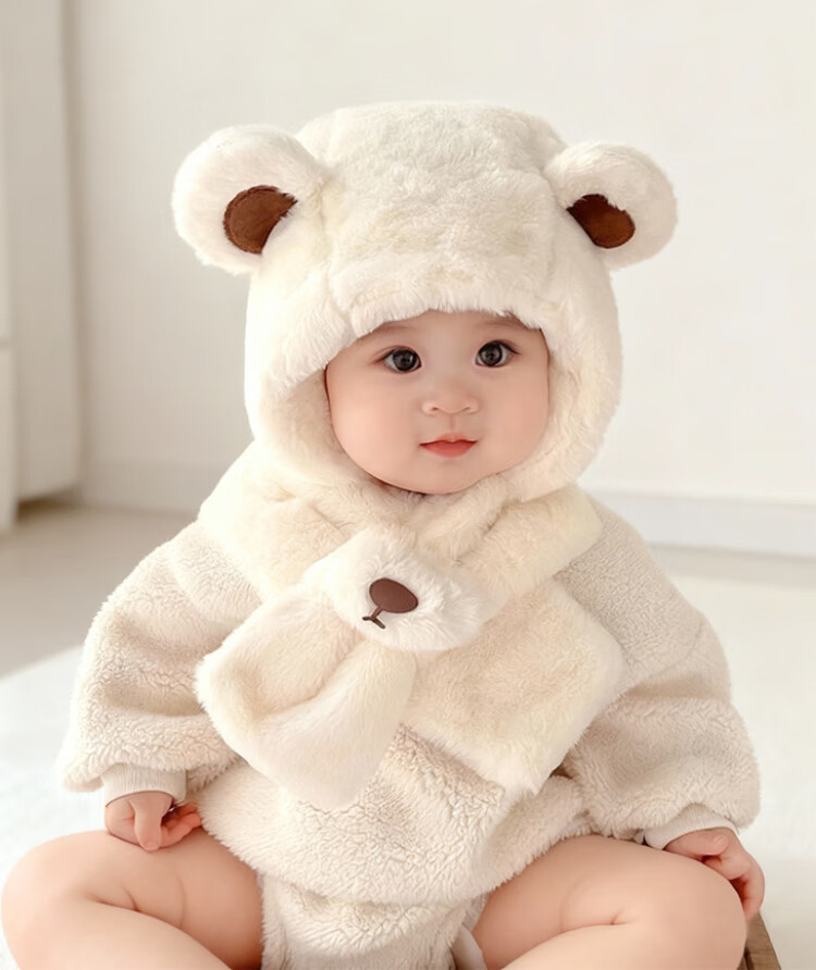 9i9 Baby Winter Fleece Lined Ear Protection Neck Warmer Hat Thickened Plush Warm Windproof Bear Design A168 1