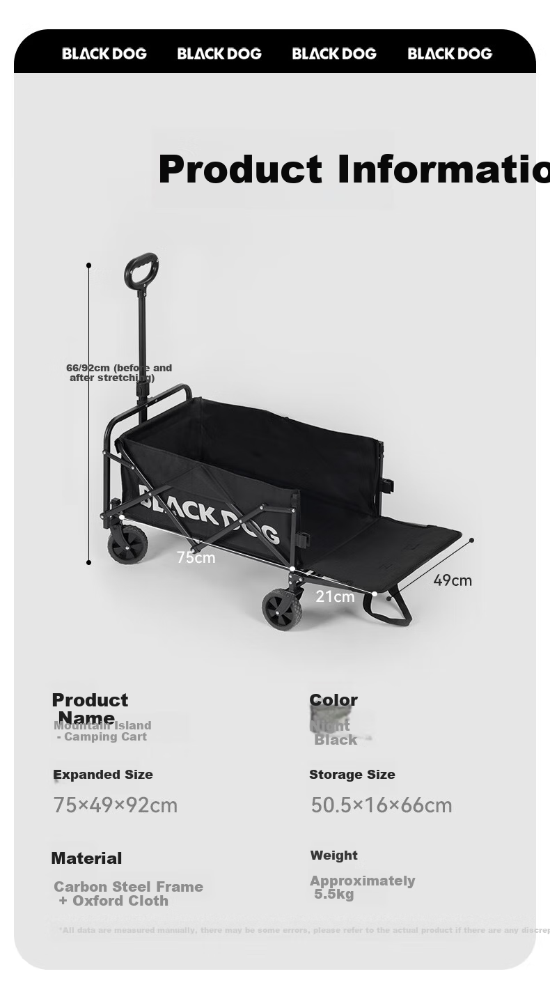 Black Dog Outdoor Camping Cart for Picnics, Grocery Shopping, And Pet Transport with Removable Cargo Bed 9