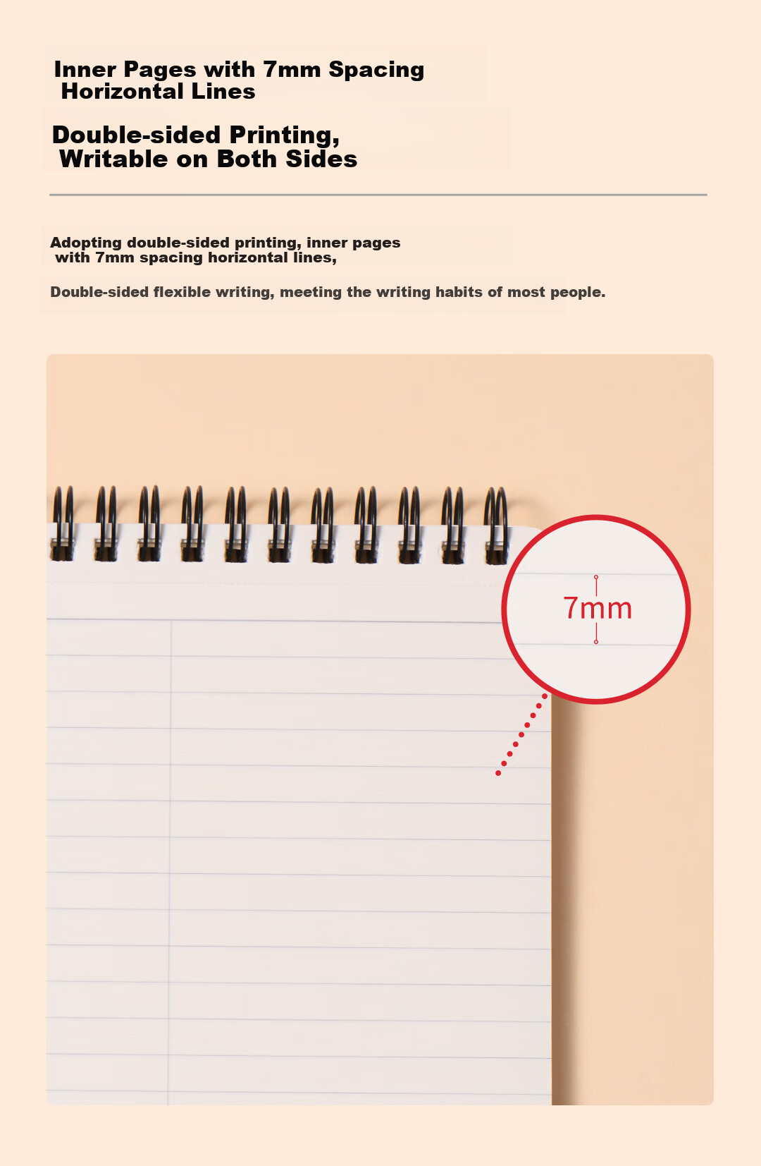 KACO A5 Spiral Notebook, Vertical Flip, Coil PP Cover, Quick Note-Taking, 7mm Center Column Line, 60 Pages/book, 1 Book, Happy Drinking 10