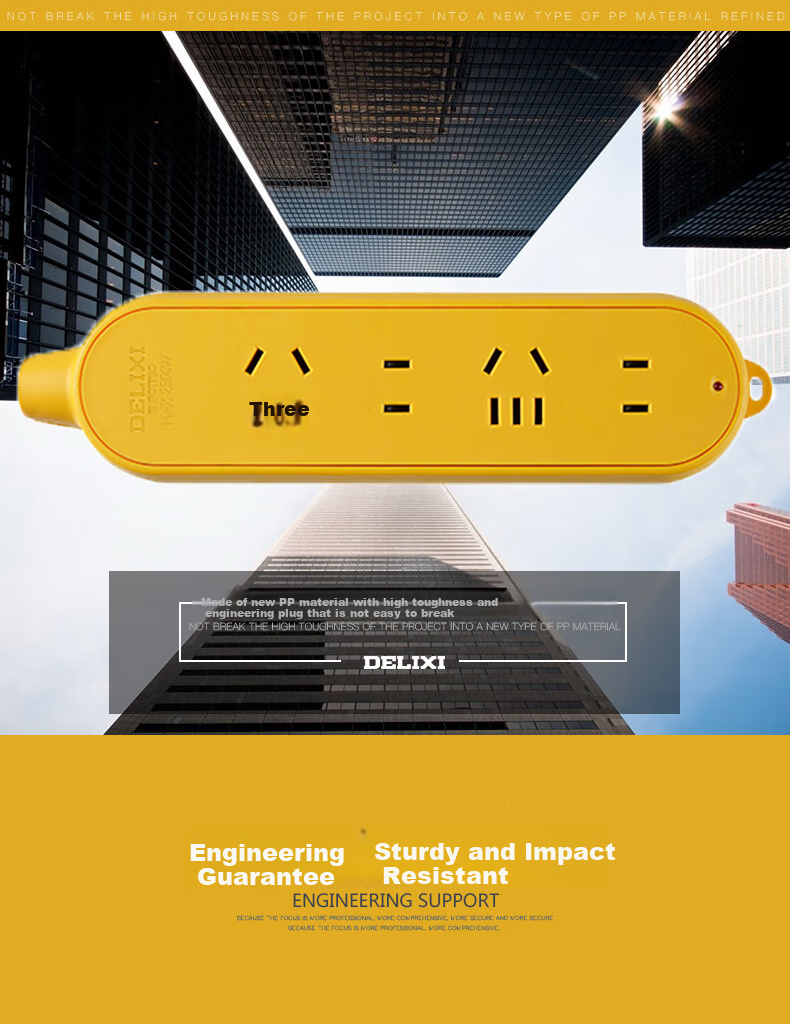 DELIXI National Standard Engineering Socket/power Strip/engineering Drop-Resistant Power Strip/power Bar/power Strip Board, Wireless without Switch, 2 Outlets 1