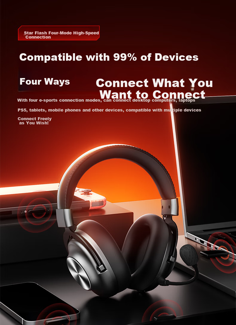 Jinyun (KINYO) [FPS Game Recommendation | Sound Positioning] Gaming Headset Wireless Bluetooth E-Sports Headphones for PUBG, Delta CSGO Valorant 2.4G Microphone 9