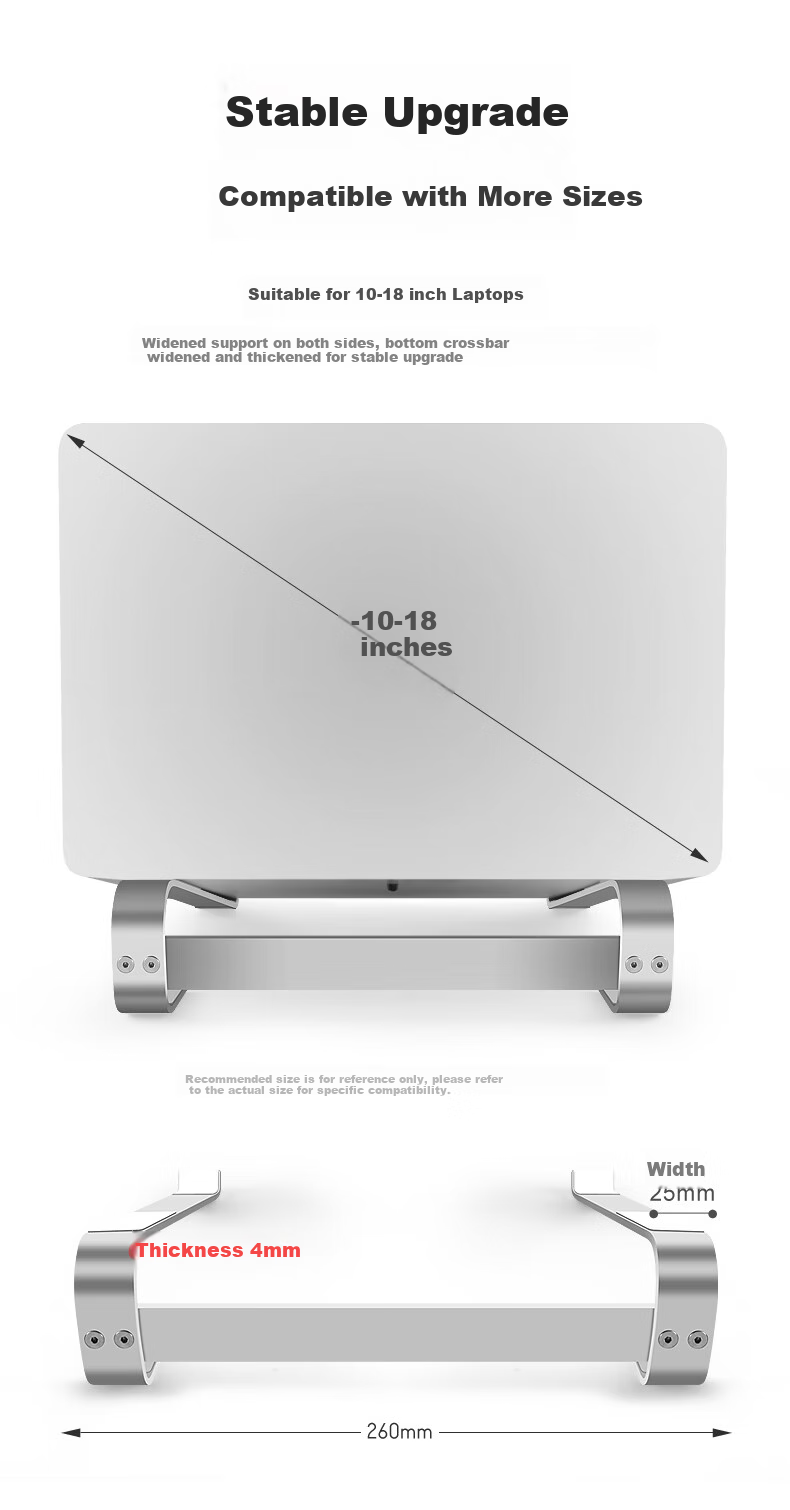 Jiasu Laptop Stand, Computer Stand, Cooling Stand, Aluminum Alloy Desk Stand, Laptop Riser, Suitable for Tablets, Laptops, Gaming Laptops And Other Devices, Silver Color 4