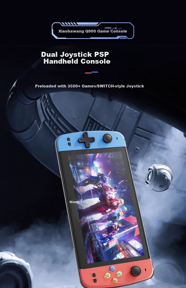Xiaobawang Q900 Handheld PSP Game Console FC Retro Dual-Player Joystick Arcade Machine Children's Game Console Birthday Gift Q900+32GB 2