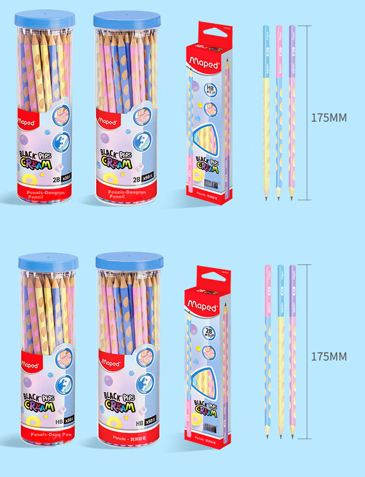 Maped Colored Perforated Pencil HB, Triangular Shaft Pencil for Calligraphy Practice, Sketching And Drawing, Student Children's Posture-Correcting Writing Practice Pencil, 853113CH [12 Pcs/box] 13