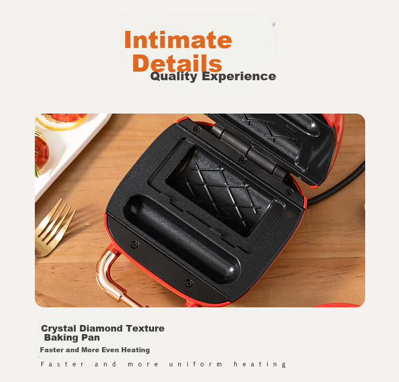 Kekoukele Home Double-Sided Heating Fully Automatic Non-Stick Easy-Clean Bread Toaster Waffle Maker Sandwich Breakfast Machine Round Plate 13