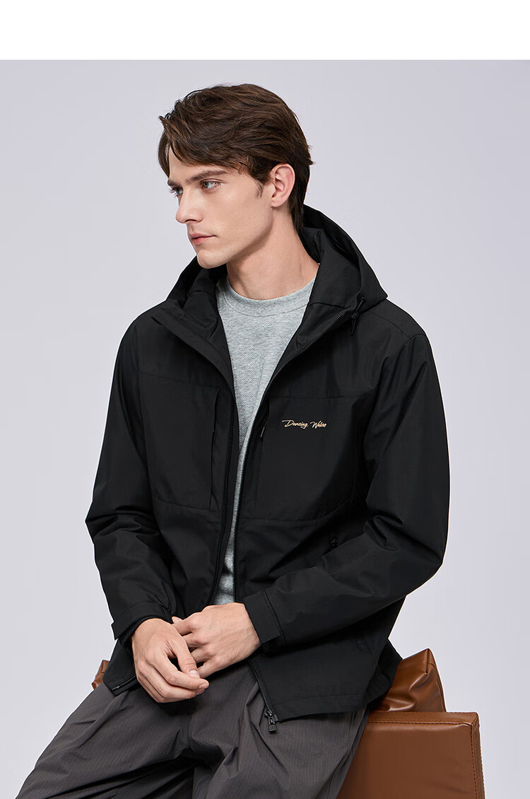 DANCING WOLVES Instant Warmth Outdoor Hooded Jacket Trendy Versatile Warm Comfortable Men's Jacket 701 Khaki S 3