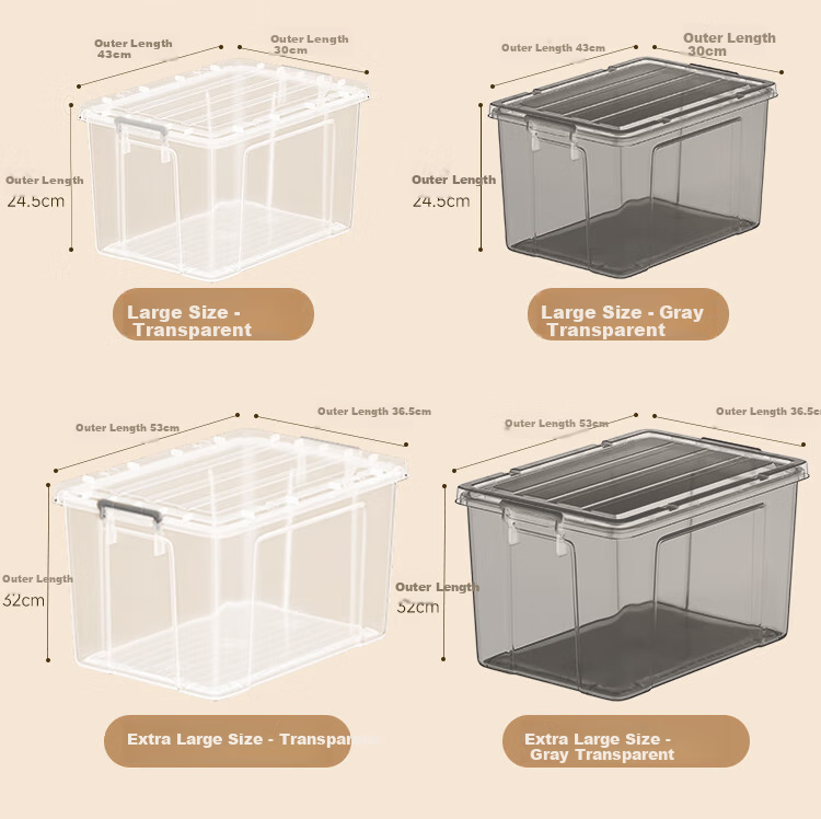 Jiabangshou Plastic Storage Box, Transparent Thickened Storage Container for Clothes, Toys, Car Organization, Extra Large 45L, 1 Piece 17