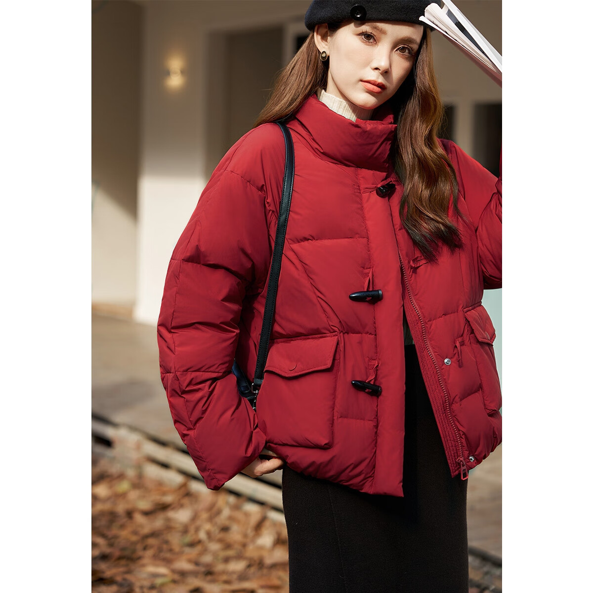 Demana Nordic Cotton Three-Proof Winter Short Duck Down Coat with Stand Collar and Toggle Buttons for Women