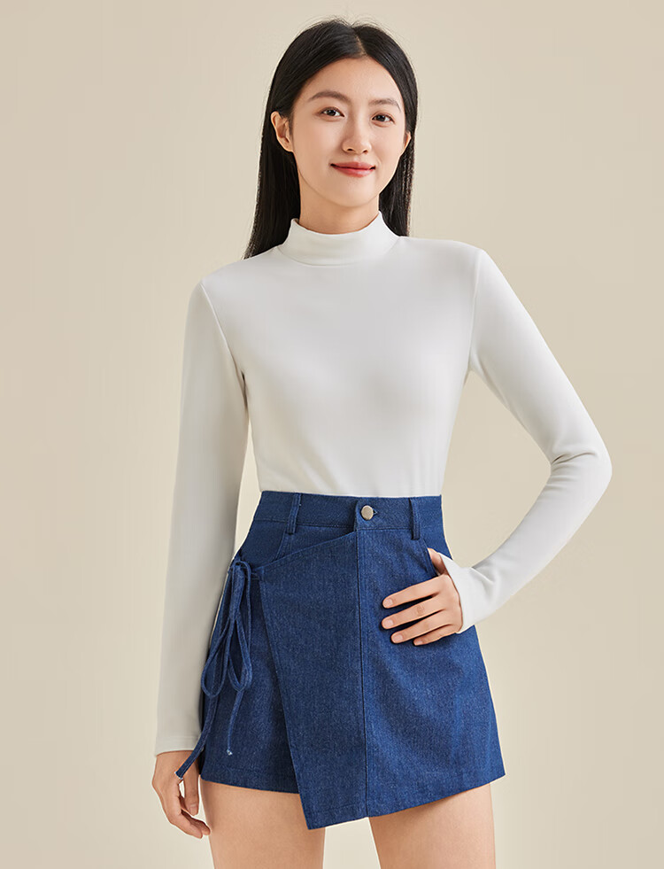 LangSha Women's Half Turtleneck Base Shirt Spring and Autumn Double-Sided Velvet Thermal Top Outerwear Autumn Shirt 19