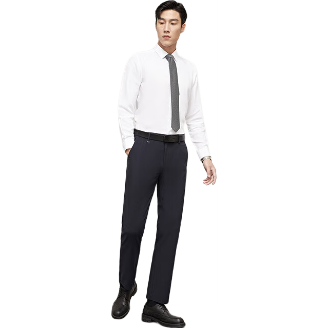 YOUNGOR [Sifan Dan] Spring Men's Dress Pants, Business Casual Elastic Straight-Leg Breathable Work Trousers, 320132F