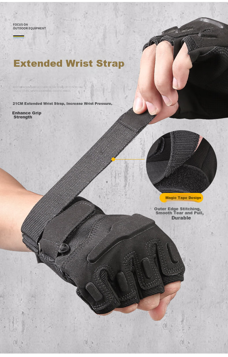 Cavalry Sports Gloves, Fingerless Tactical Training Military Enthusiast Outdoor Short Finger Gloves, Fitness Aerobic Bicycle Gloves, Non-Slip Wear-Resistant Cycling Equipment, Black 5