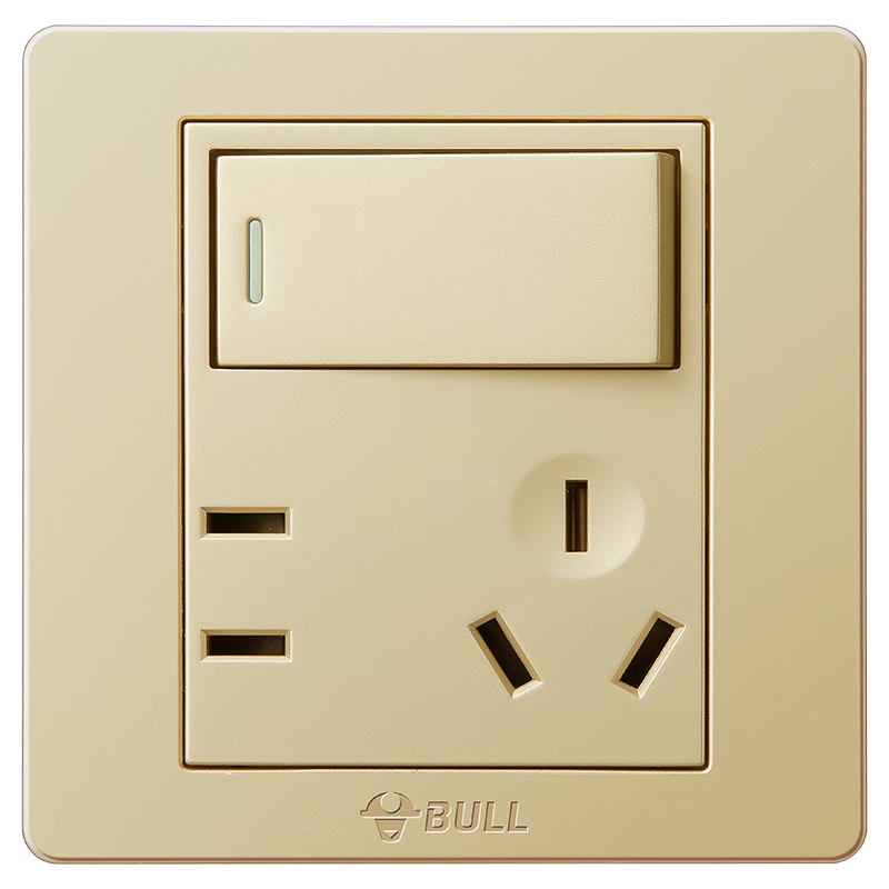 BULL Switch Socket G07 Series Single Switch Double Control Five-Hole with Switch Socket 86-Type Panel G07E334S Champagne Gold