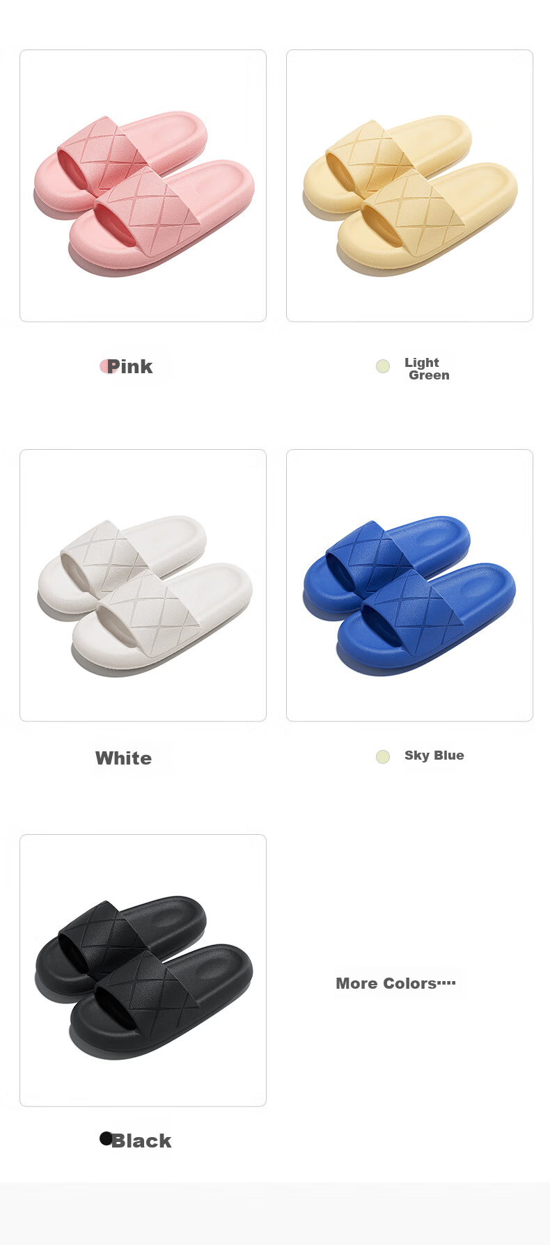 LURAD Thick Sole Cloud-Like Slippers Unisex Summer Indoor Bathroom Shower Home Black Size 43-44 4